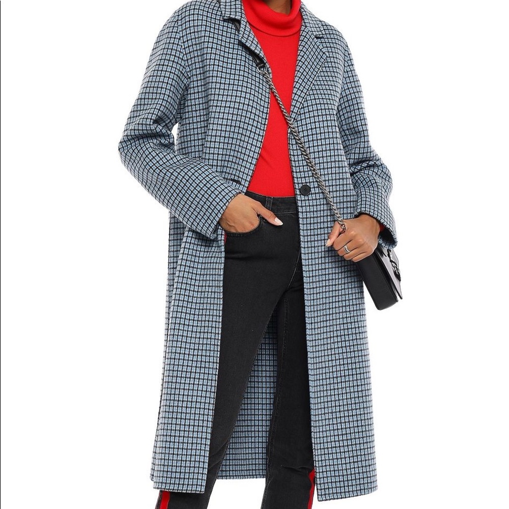 Sandro Breve Check-Print Wool Duster Coat